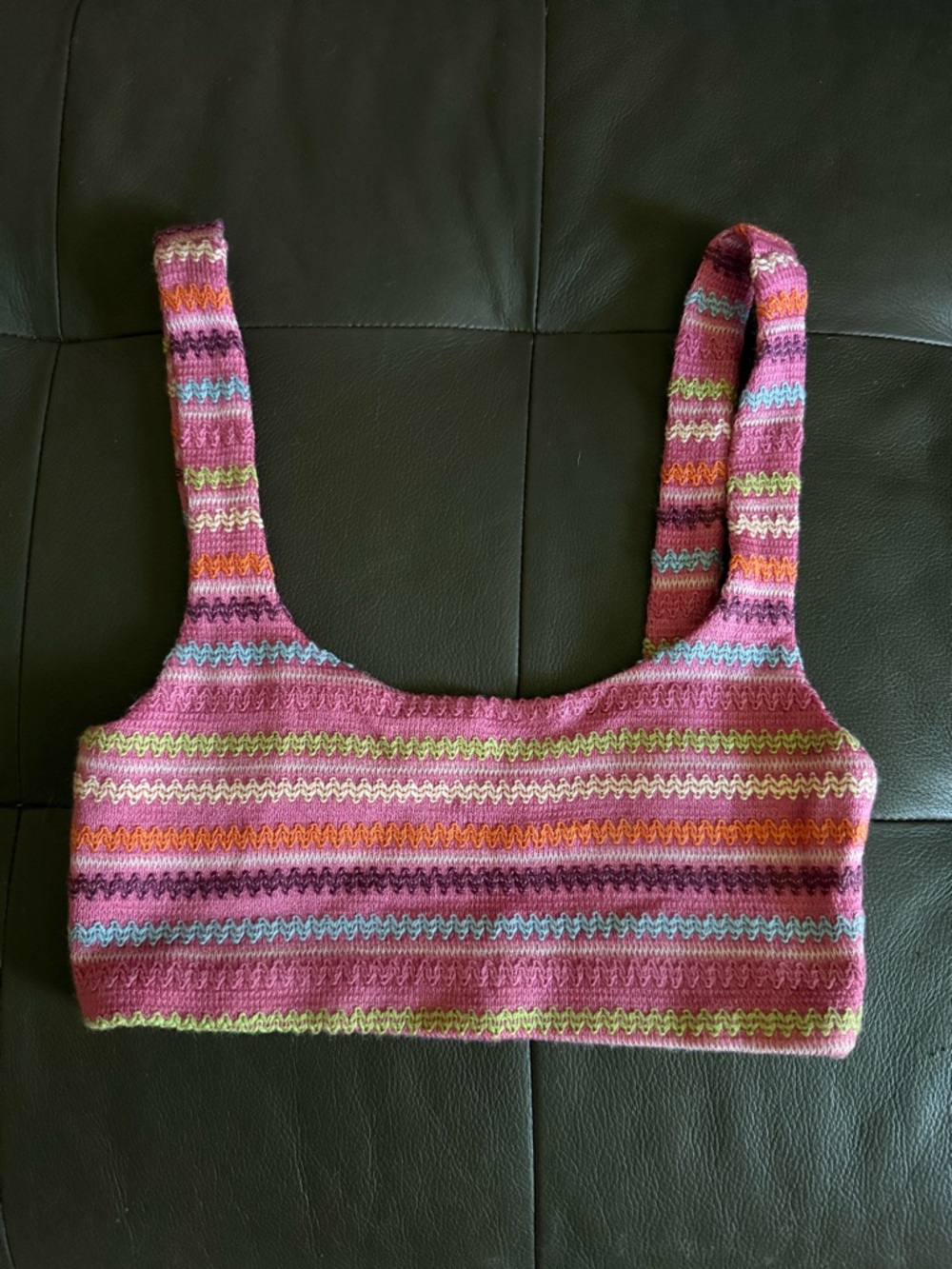 White Fox Multicolor Striped Knit Tank Top - Pink, Orange, blue,‎ size small